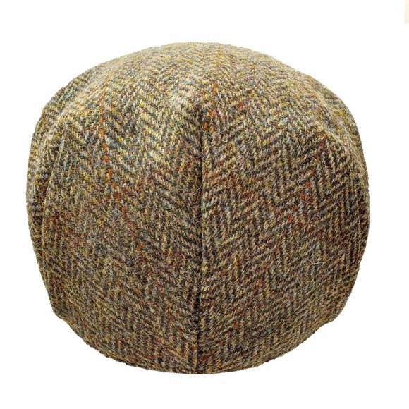 Hartside HS14 Scottish Highland Harris Tweed® Flat Cap in GREEN-BROWN -PICK SIZE - Picture 6 of 9